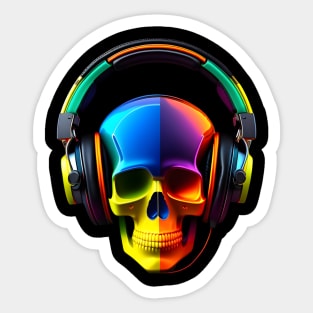 Skull With Headphones Sticker